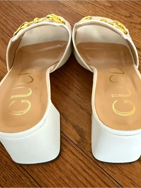 Gucci Slide Sandal with Horsebit in White Leather - Picture 4 of 8